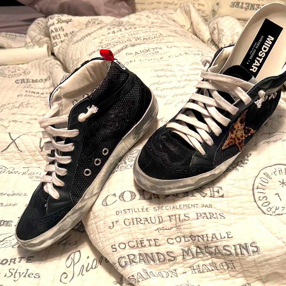 Golden Goose midi, sz.39 black, with leopard star